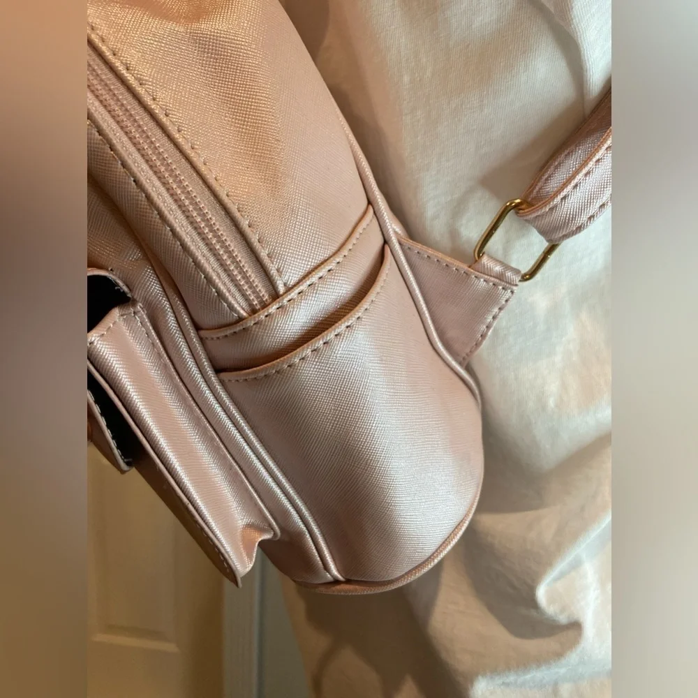 I Ihayner~Sweet Light Pink Bowknot Faux Leather Mini Backpack/Purse~Poly Lining~